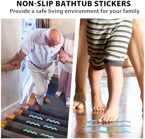 24PCS Non Slip Bathtub Stickers Blue Safety Anti Slip Peel Stick Decals