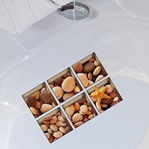 AILEGOU 3D Non-Slip Bathtub Stickers - 6 Pieces Pebbles-A05
