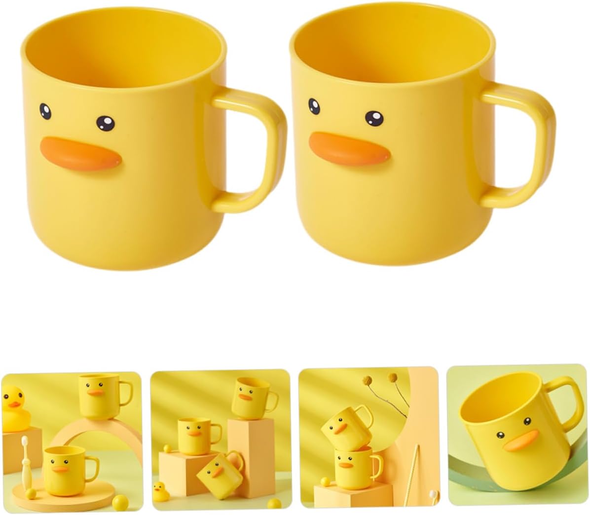 HOLIDYOYO 2pcs Cartoon Toothbrush Cups with Handle for Boys and Girls