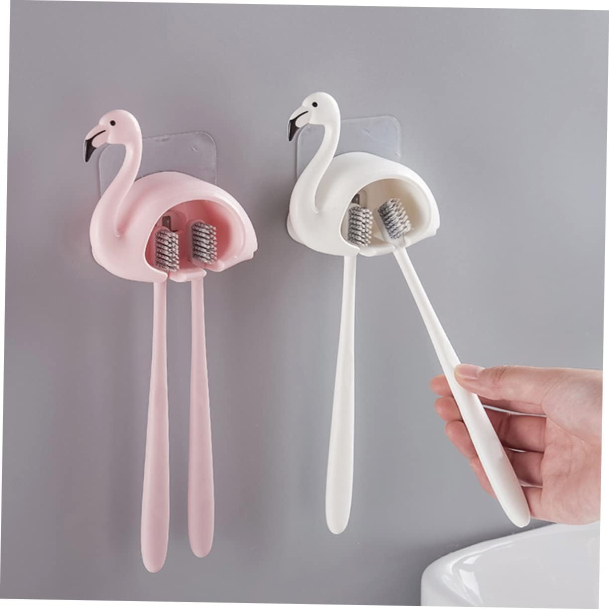LIFKOME Flamingo Toothbrush Holder Wall Mount