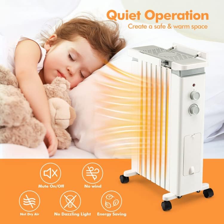 ARLIME Oil Filled Radiator Heater 1500W with Thermostat and Safety Features