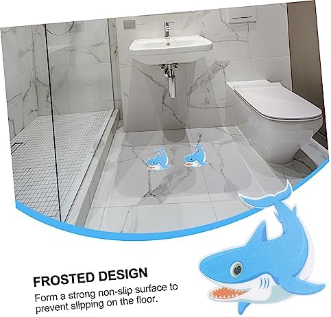 Amosfun 5pcs Non-Slip Bath Stickers Cartoon Shark Design