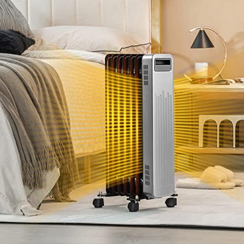 PETSITE Oil Filled Radiator Heater 1500W Black