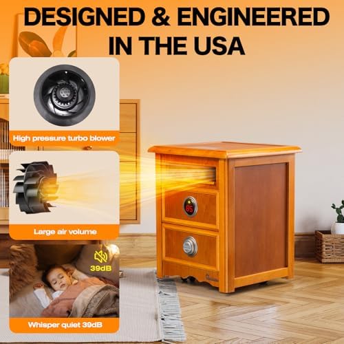 Dr Infrared Heater DR999 1500W Dual Heat Nightstand Cherry