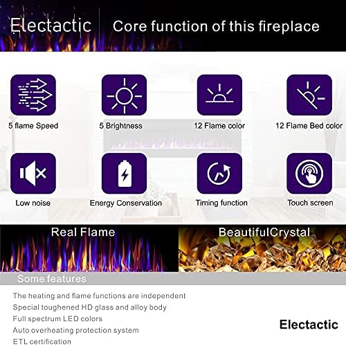 42 Inch Electric Fireplace with Timer and Remote Control