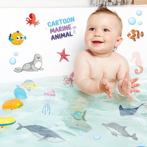 Non-Slip Bathtub Stickers with Sea Animals for Kids