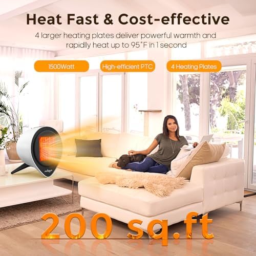 Fraxinus 1500W Ceramic Heater with 15H Timer and Safety Features