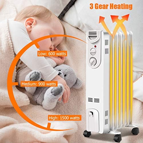 ARLIME 1500W Oil Filled Radiator Heater with Thermostat 1