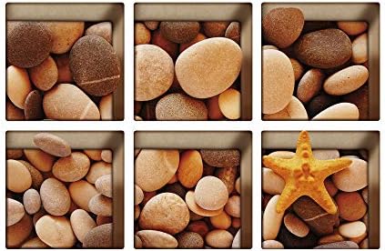 AILEGOU 3D Non-Slip Bathtub Stickers - 6 Pieces Pebbles-A05