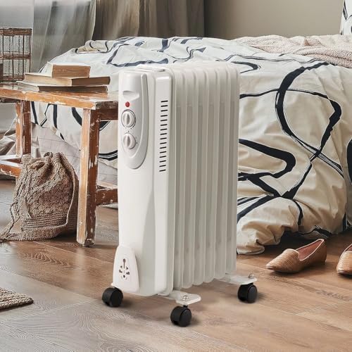 Portable Oil Filled Radiator Space Heater 1500W White 1