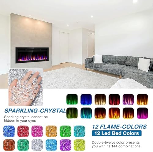 36 Inch Ultra-Thin Electric Fireplace with Timer and Remote