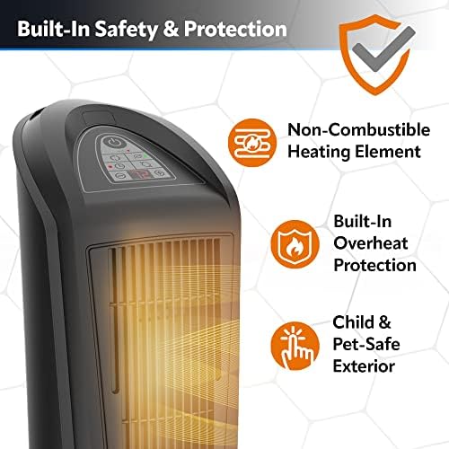 Lasko 225 Inch Electric Ceramic Space Heater with Remote Control and Safety Features