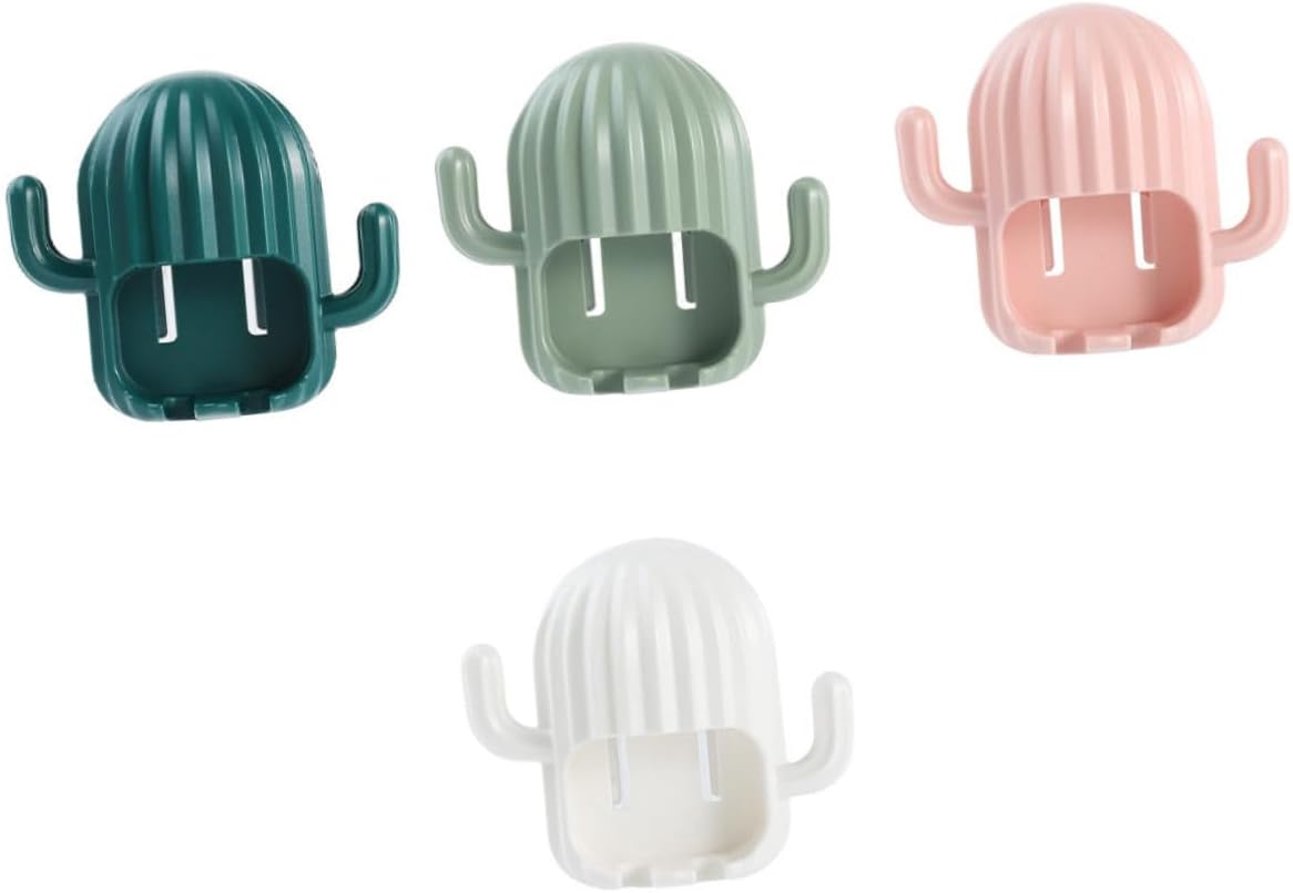 FONDOTIN 4Pcs Cactus Wall Mounted Toothbrush Holder
