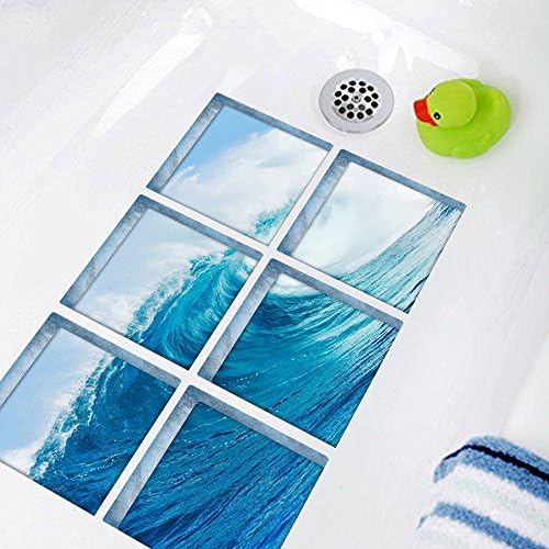 ChezMax Sea Waves Non-Slip Bath Tub Stickers 6 Pcs