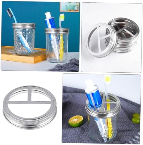 Ciieeo 5Pcs Stainless Steel Toothbrush Holder Jar Lids 1