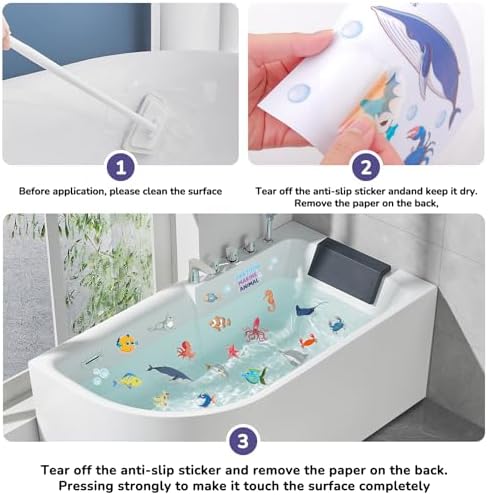 Non-Slip Bathtub Stickers with Sea Animals for Kids