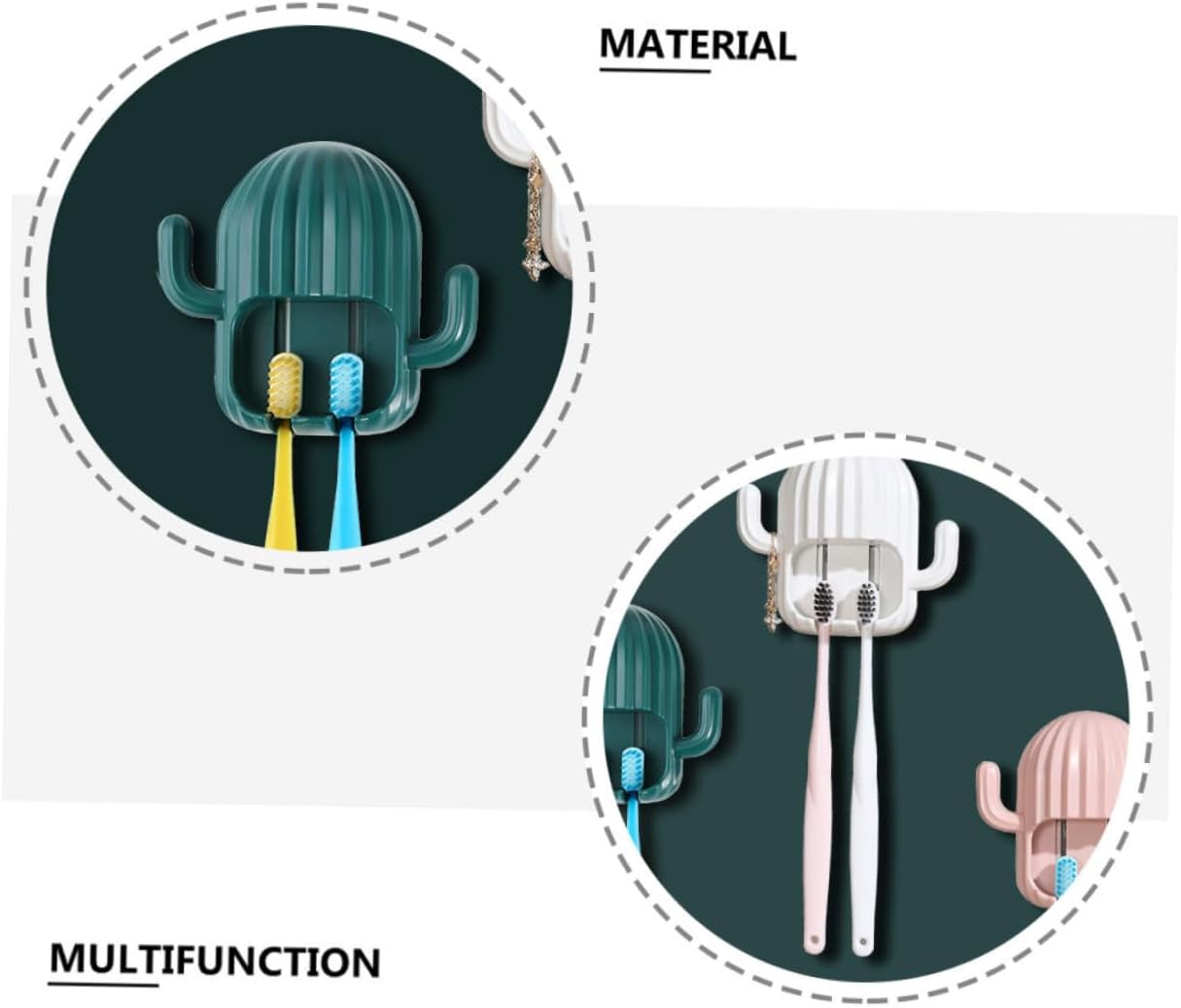 PRETYZOOM Cactus Toothbrush Holder Wall Mount