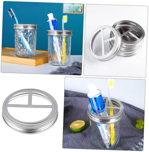 PERSELOSO 5Pcs Wide Mouth Jar Toothbrush Holder Lids
