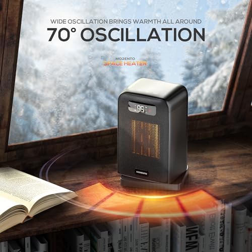 MORENTO 1500W Electric Desk Heater with Fan Mode Thermostat and Grey Finish