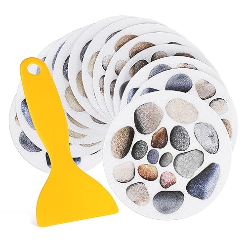 12 Pack Non-Slip Stone Bathtub Stickers for Safety and Style