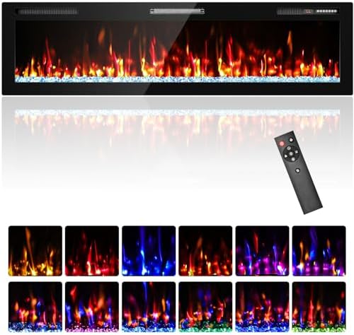 68 Electric Fireplace with HD Flame and Remote Control