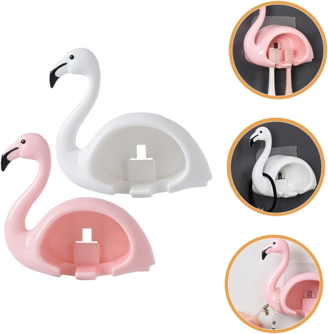 LIFKOME Flamingo Wall Mounted Toothbrush Holder 2 Pack 1