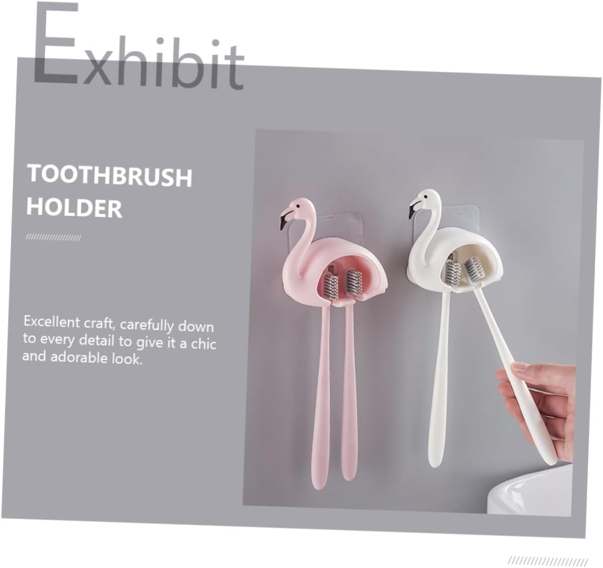 Veemoon Wall-Mounted Toothbrush Holder with Adhesive Base 1