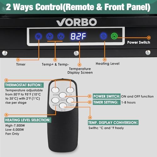 VORBO 7500W Electric Garage Heater with Remote 1
