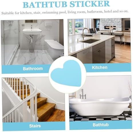 PRETYZOOM 20pcs Heart Non-Slip Bathtub Stickers