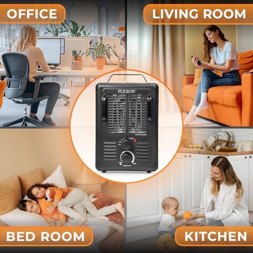 Plexon 1500W Electric Space Heater with Thermostat and Safety Features