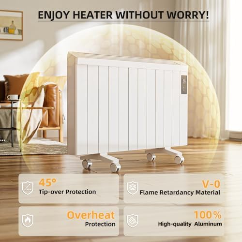 Fierscial 1500W Fanless Electric Wall Heater White