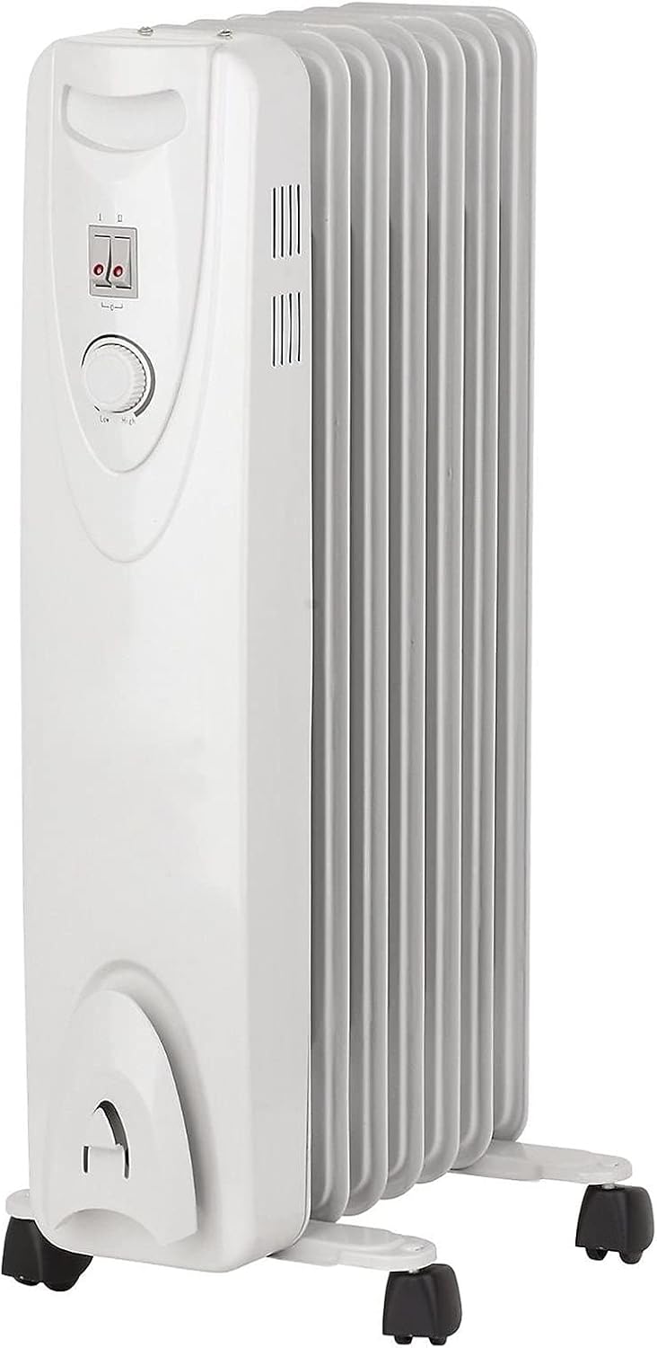 Optimus Portable 7 Fins Oil Filled Radiator Heater Silver