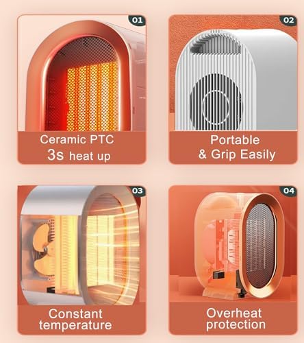 1200W Electric Space Heater with Fan for Bedroom Office Use