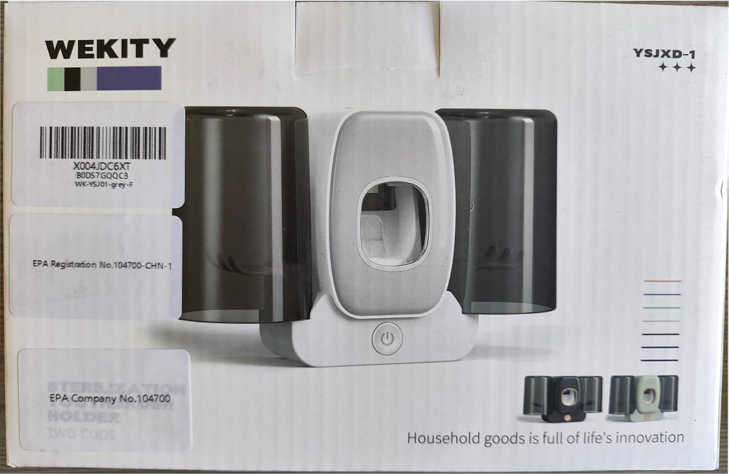 Wekity 4-Slot Electric Toothbrush Holder with Toothpaste Dispenser Grey