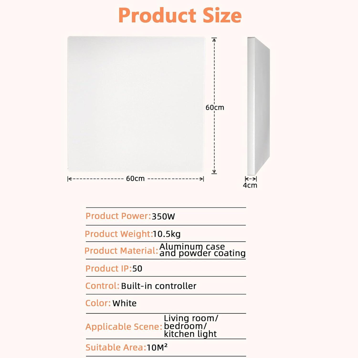 375W Wall-Mounted Electric Panel Heater with Thermostat 1