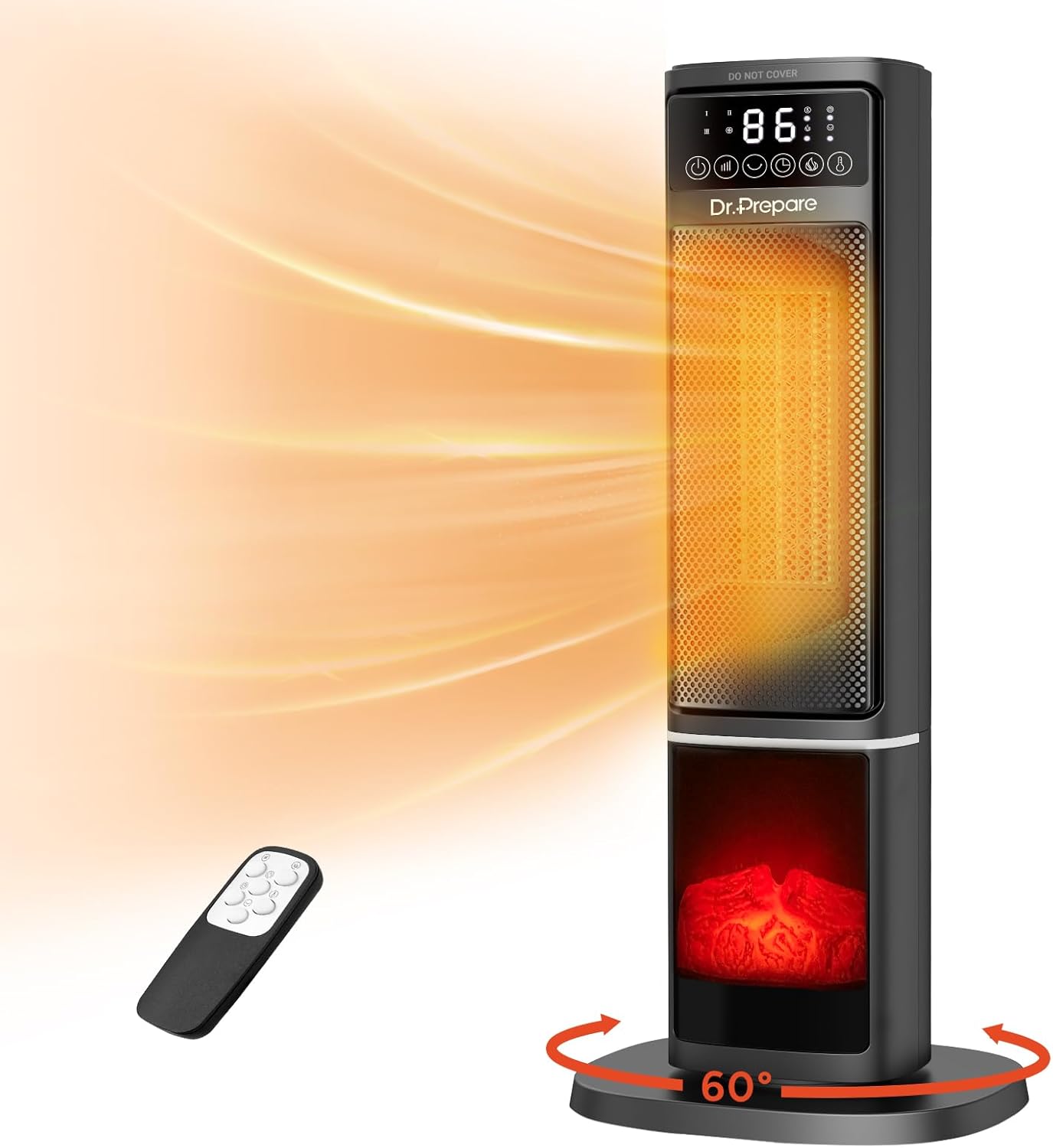 DRPREPARE 24 Electric Heater with 3D Flame and Remote Control