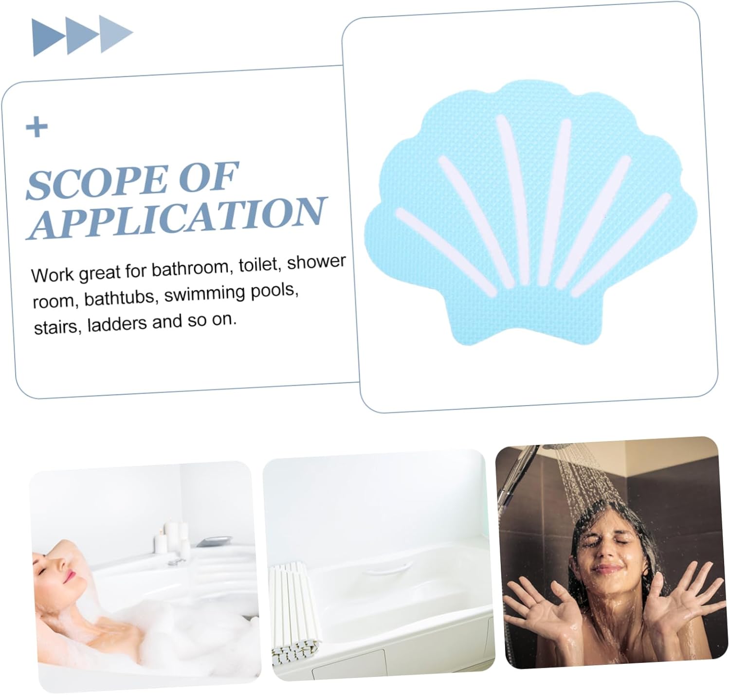 MUCKLILY 12Pcs Shell Shape Non-Slip Bathtub Stickers