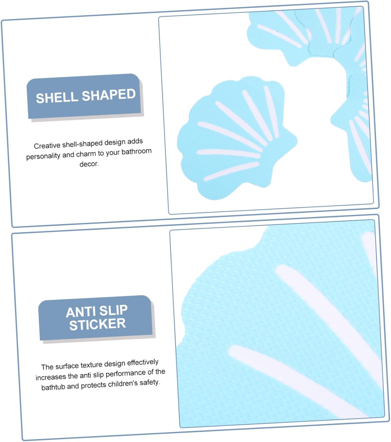 BEBEMOKO 12pcs Shell Anti-Slip Shower Stickers