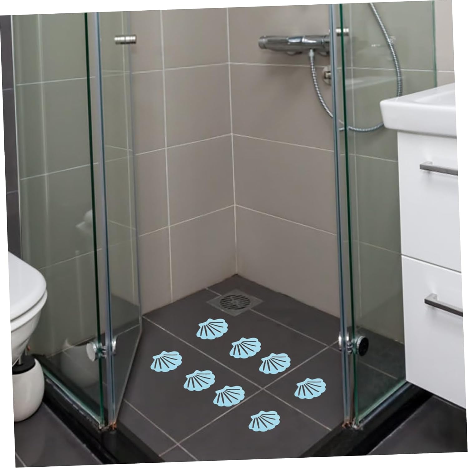 GLEAVI 12Pcs Shell Shape Non-Slip Bathtub Stickers