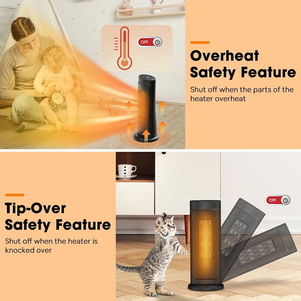 LifePlus 50 Oscillating Ceramic Heater with Remote Control and Timer