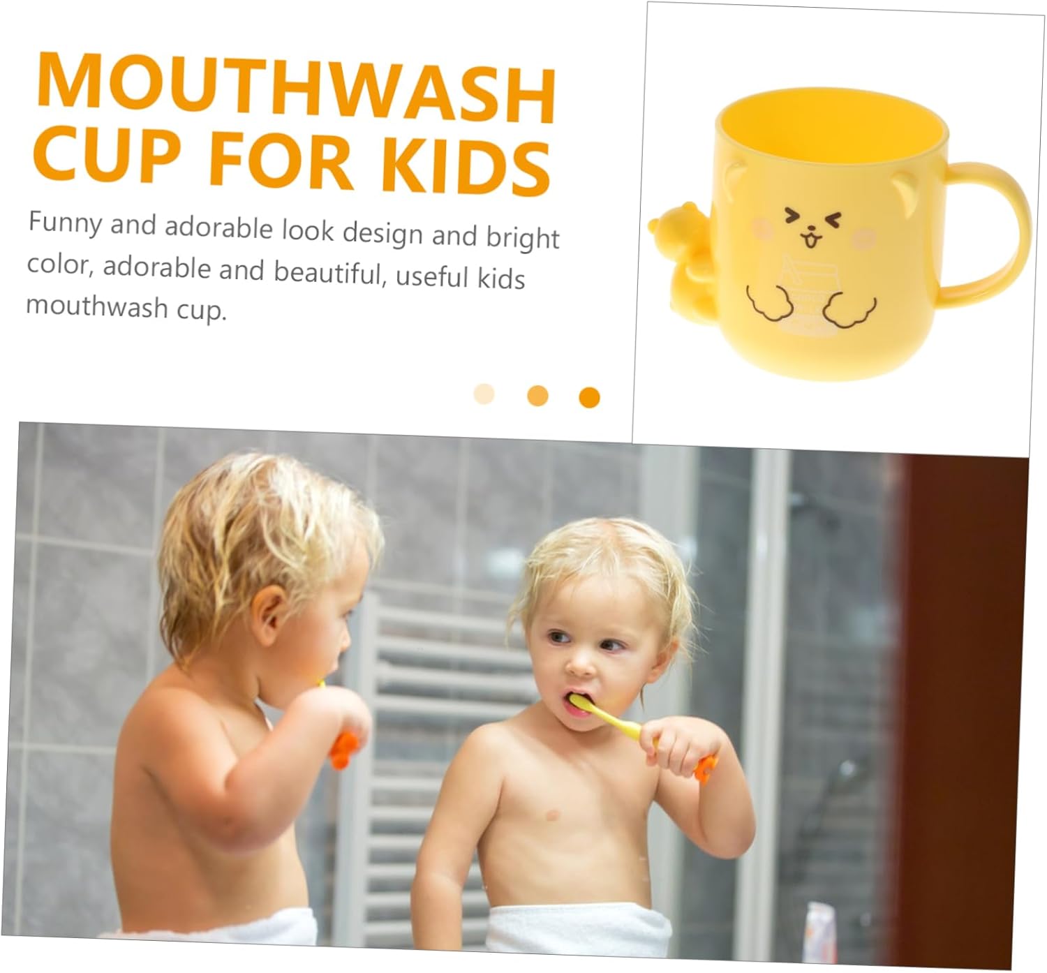 VOSAREA 2Pcs Cute Plastic Mouthwash Cup with Cartoon Design