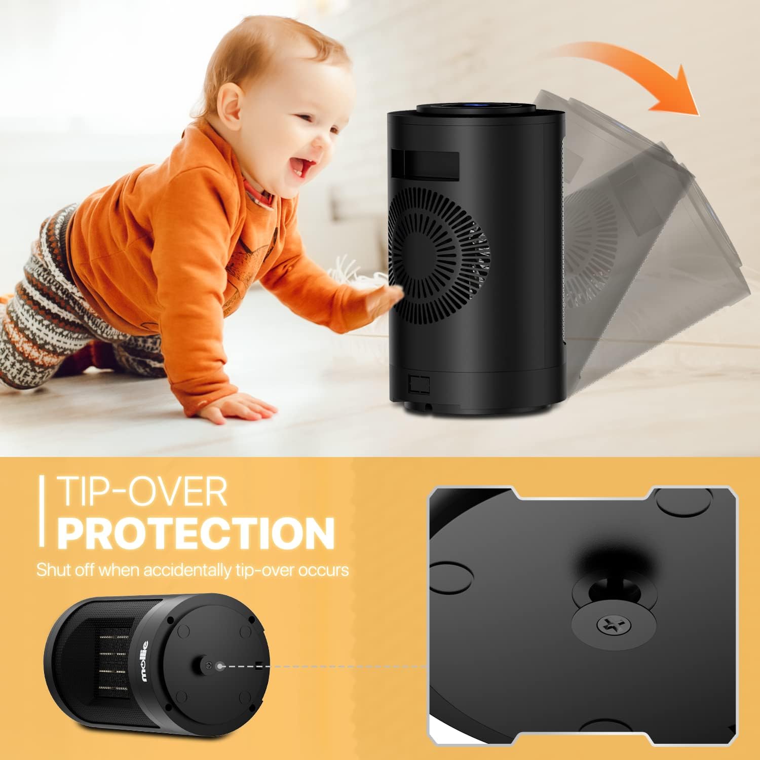MoNiBloom 3-Mode Electric Space Heater with Safety Features and Remote Control
