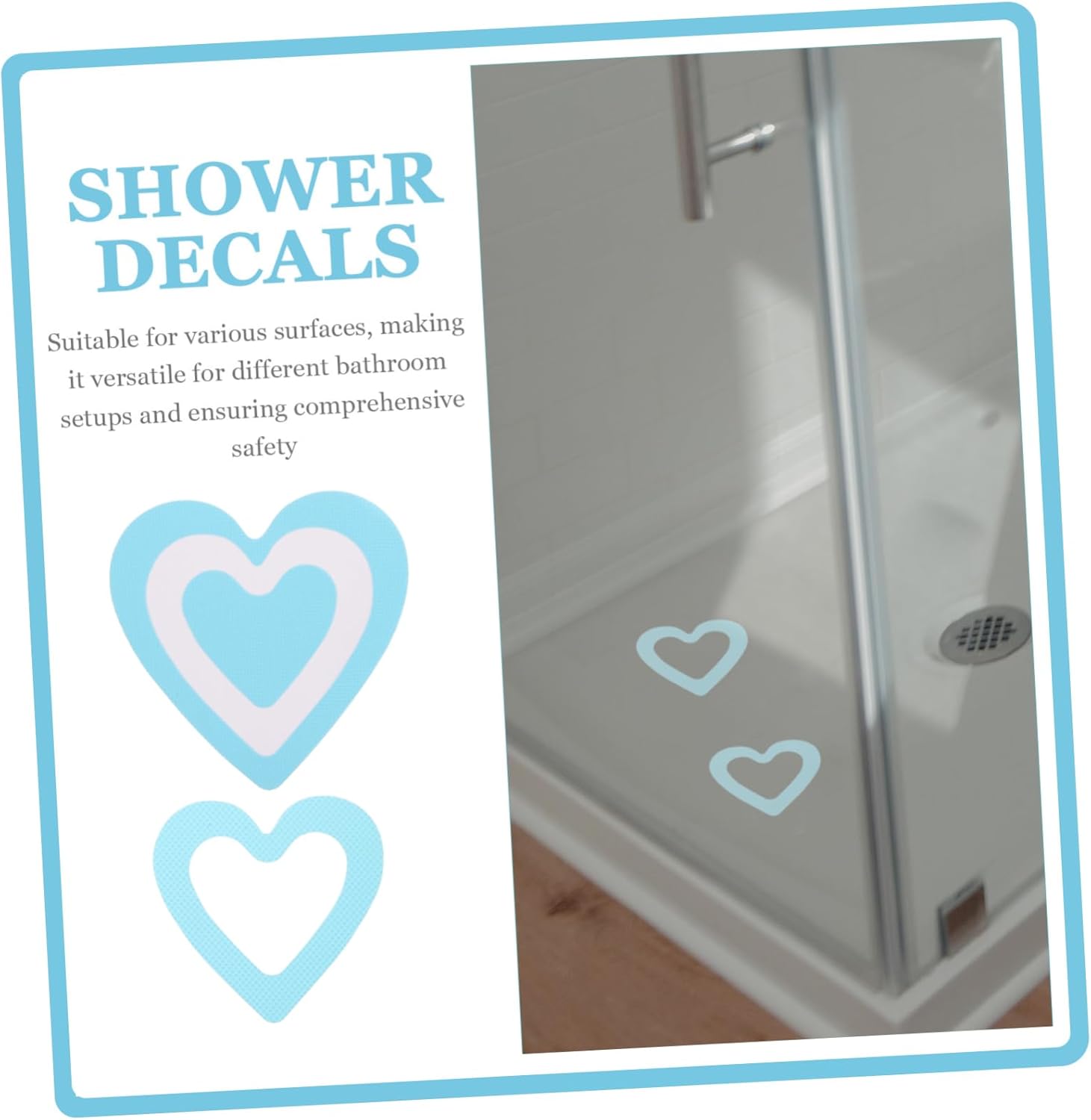 PRETYZOOM 20pcs Heart Non-Slip Bathtub Stickers