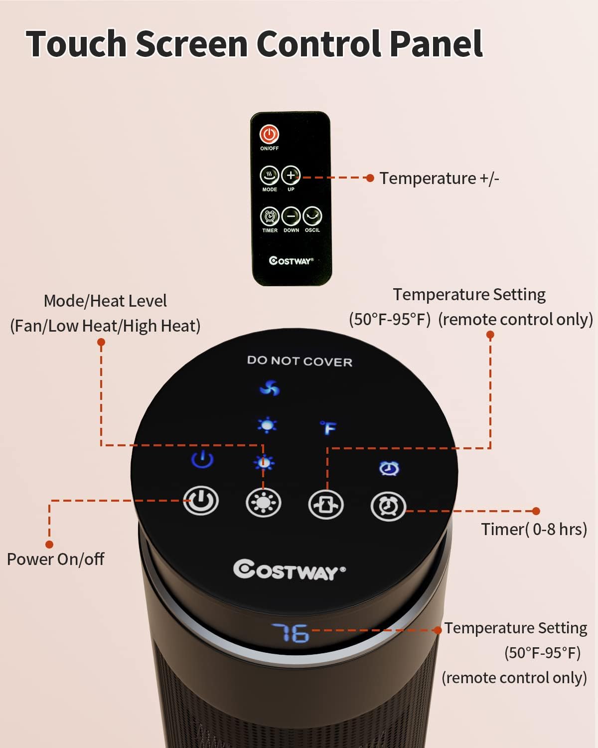 ARLIME 1500W Ceramic Space Heater with Thermostat and Oscillation