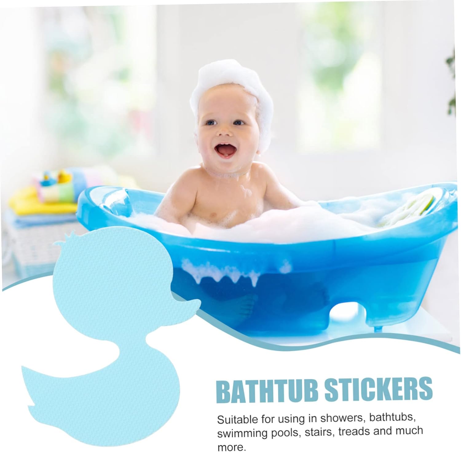 HAKIDZEL 24pcs Duck Anti-Slip Bathtub Stickers