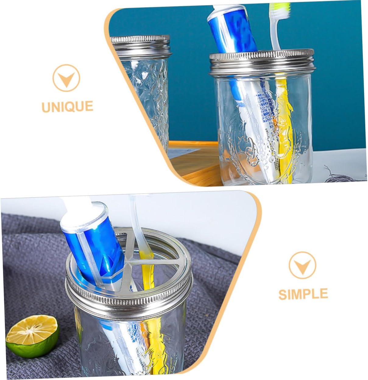 5Pcs Stainless Steel Wide Mouth Jar Lid Toothbrush Holder