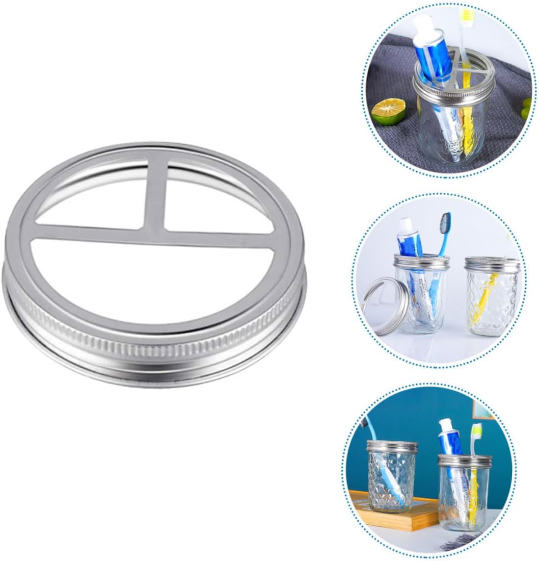 5Pcs Stainless Steel Wide Mouth Jar Lid Toothbrush Holder