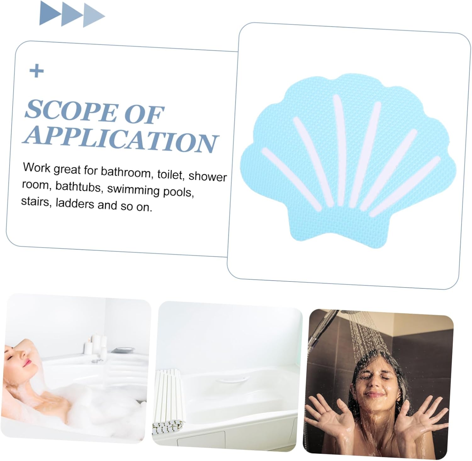Zerodeko 12Pcs Shell Bath Stickers Non-Slip Decor