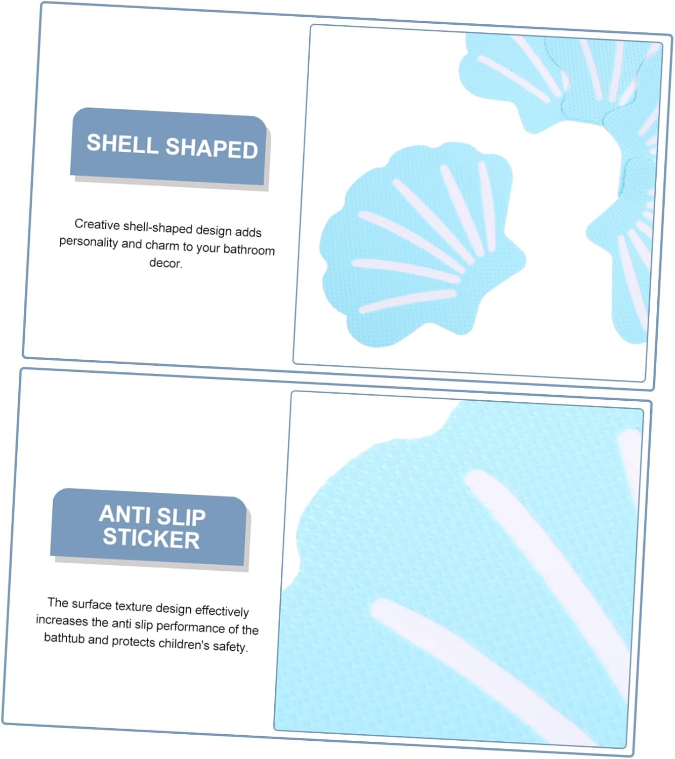 PRETYZOOM 12Pcs Shell Shape Non-Slip Bathroom Stickers