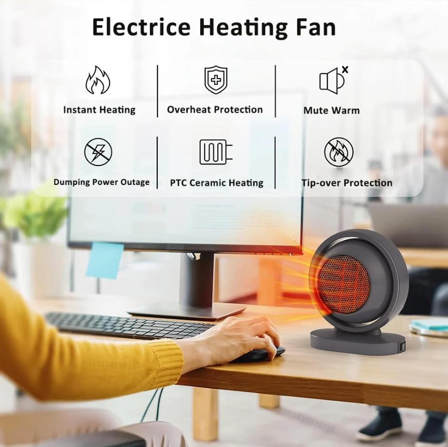 Teninch Hot Air Electric Heater Mini Desktop Portable Winter Warmer